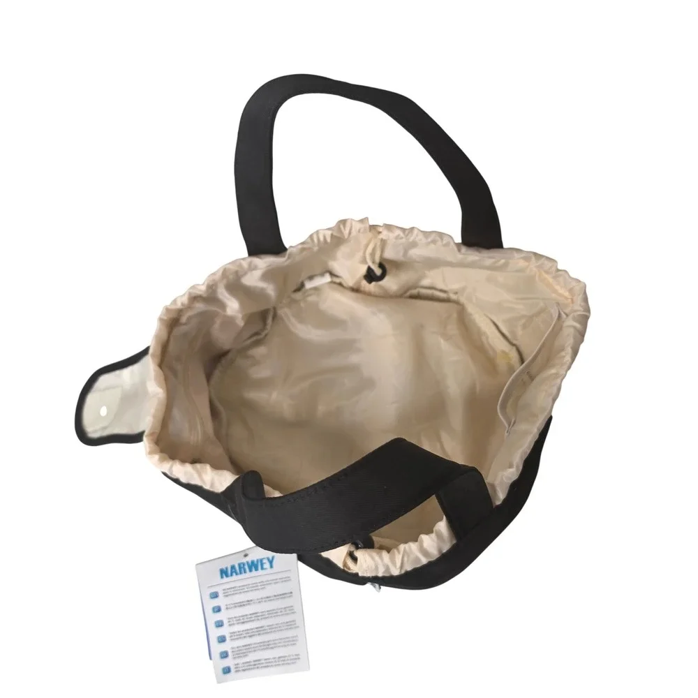 Narwey Makeup Bag Women OS Black Canvas Drawstring Barrel Travel Organizer Tote